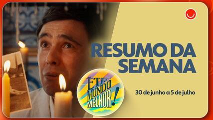Cena de novela Êta Mundo Melhor com personagens em cena